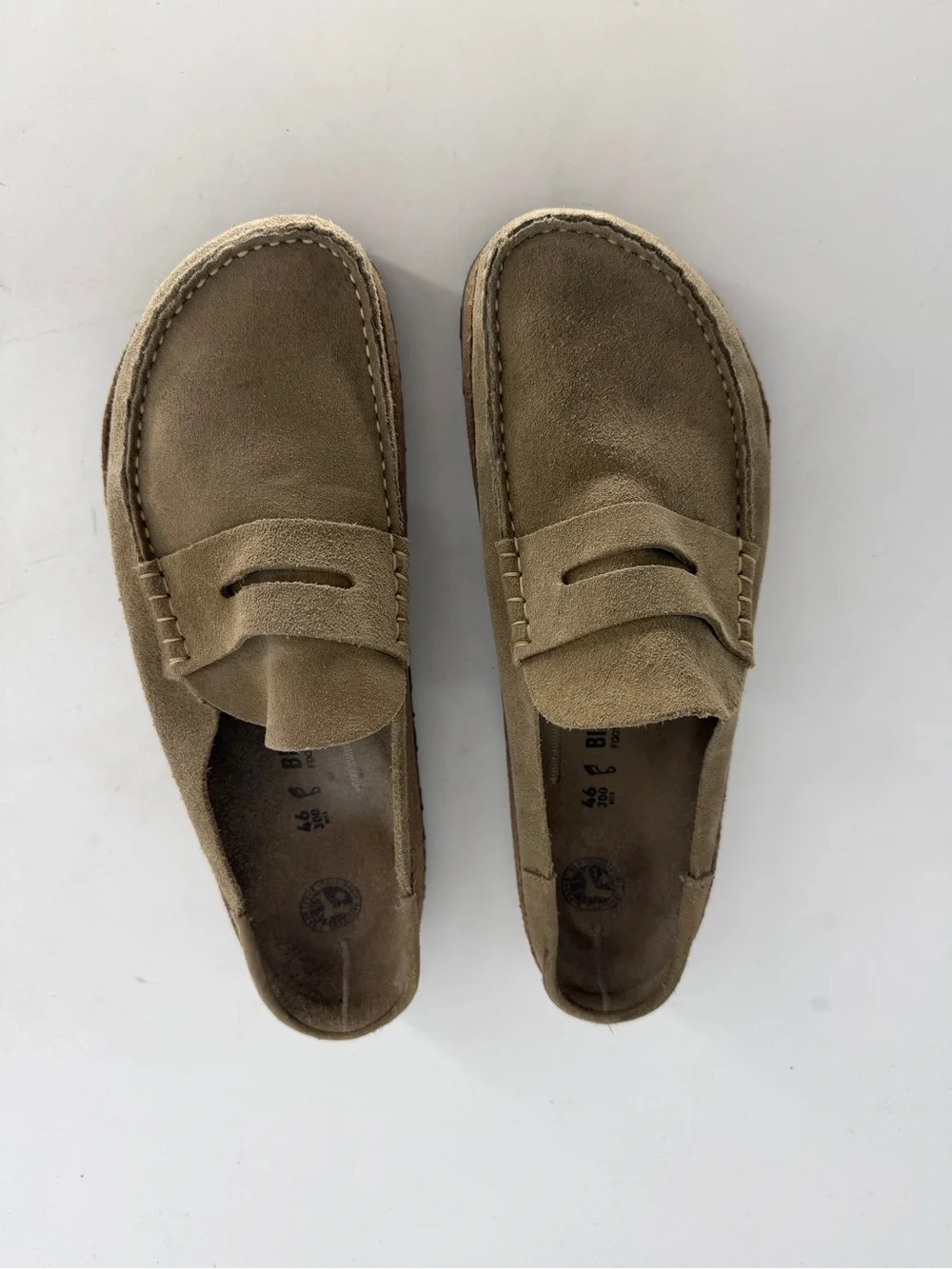 Birkenstock Naples Wrapped Taupe Suede Leather Clog Size 46